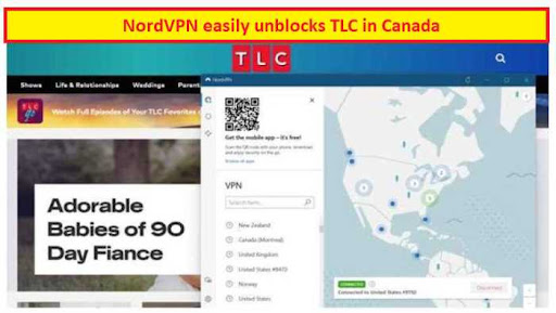 NordVPN easily unblocks TLC in Canada