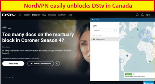 NordVPN unblocks DStv in Canada