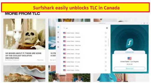 Surfshark easily unblocks TLC in Canada