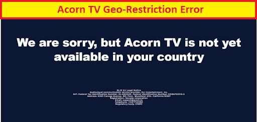 Acorn TV Geo Restriction Error