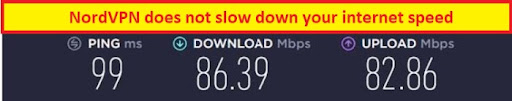 NordVPN Speed Test Result for Nick HD