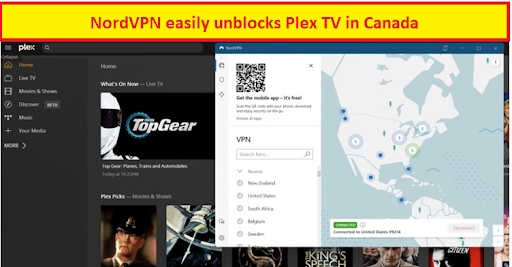 NordVPN unblocks Plex TV in Canada