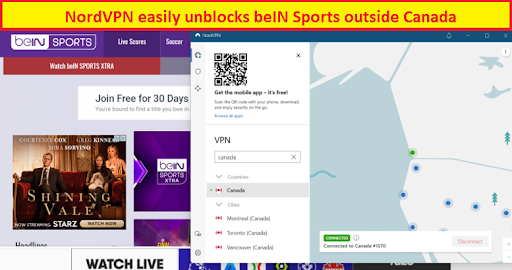 NordVPN unblocks beIN Sports outside Canada
