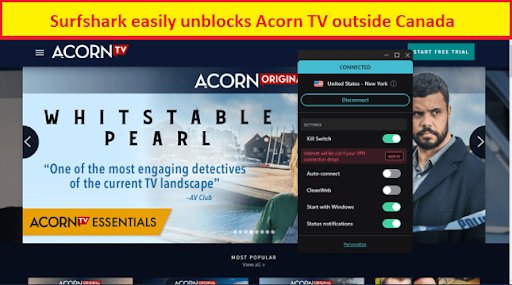 SurfShark unblocks Acorn TV outside Canada