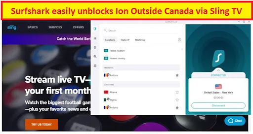 SurfShark unblocks Ion outside Canada