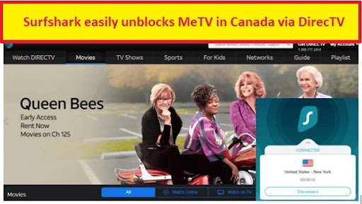 SurfShark unblocks MeTV in Canada