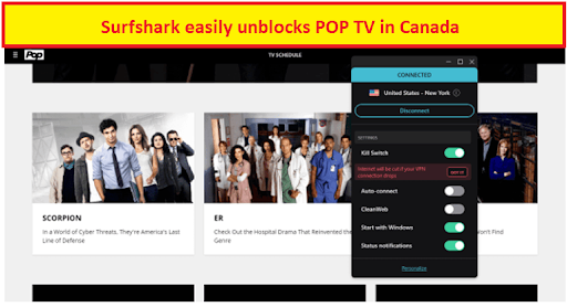 SurfShark unblocks POP TV in Canada
