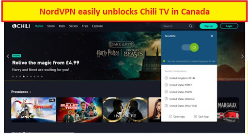 nord vpn unblocks chili tv in canada