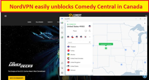nord vpn unblocks comedy central in canada