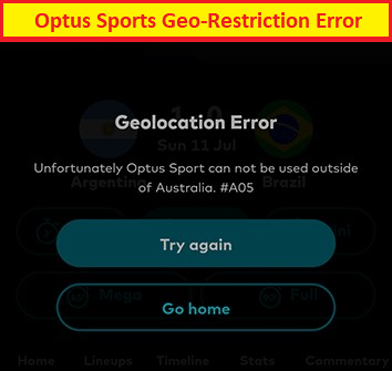 optus sports geo restriction error