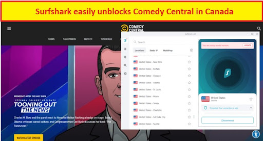 surfshark unblocks comedy central in canada