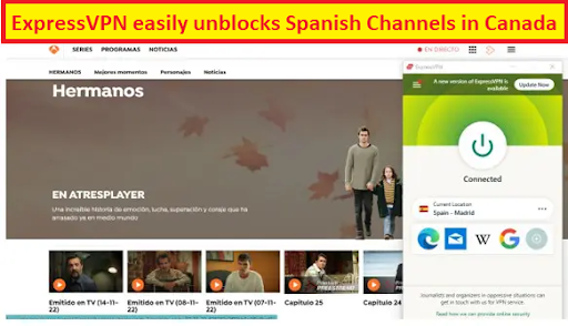 ExpressVPN unblocks Spanish Channels in Canada