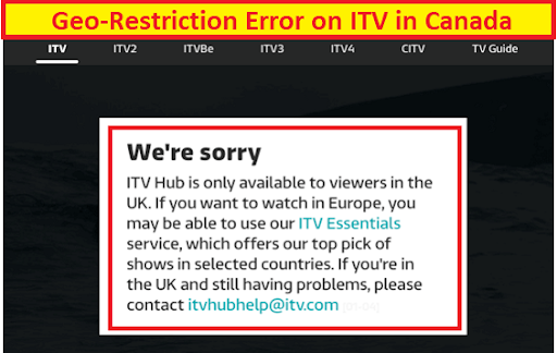 Geo Restriction Error for ITV in Canada