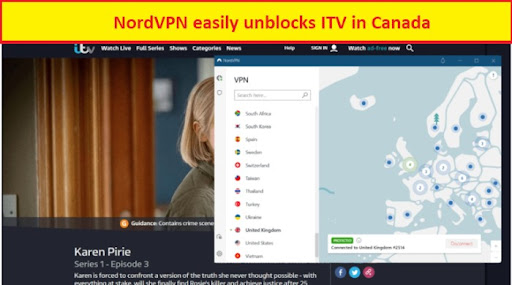 NordVPN unblocks ITV in Canada