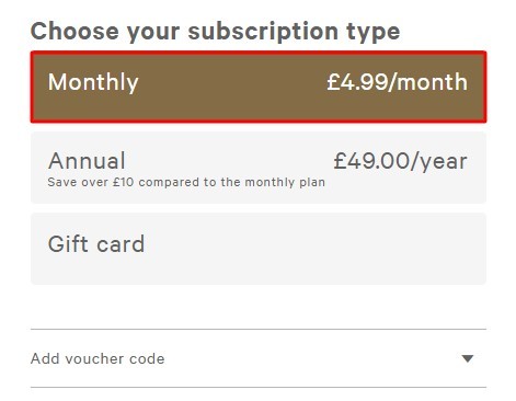 bfi player monthly subscription type