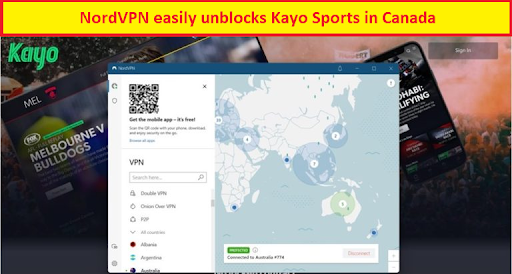 nordvpn unblocks kayo sports in canada