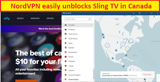 nordvpn unblocks sling tv in canada