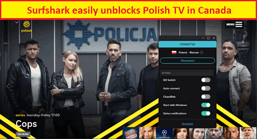 surfshark unblocks polish tv in canada