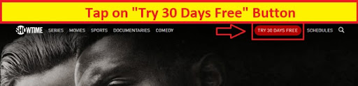 tap on try 30 days free button on Showtime