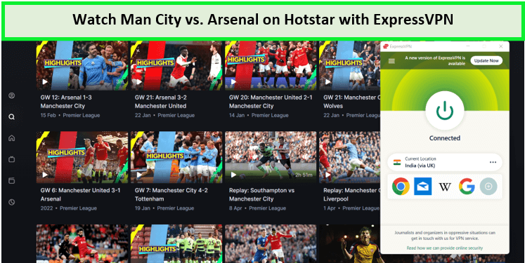 Watch Man City vs Arsenal in Canada on Hotstar in 2023