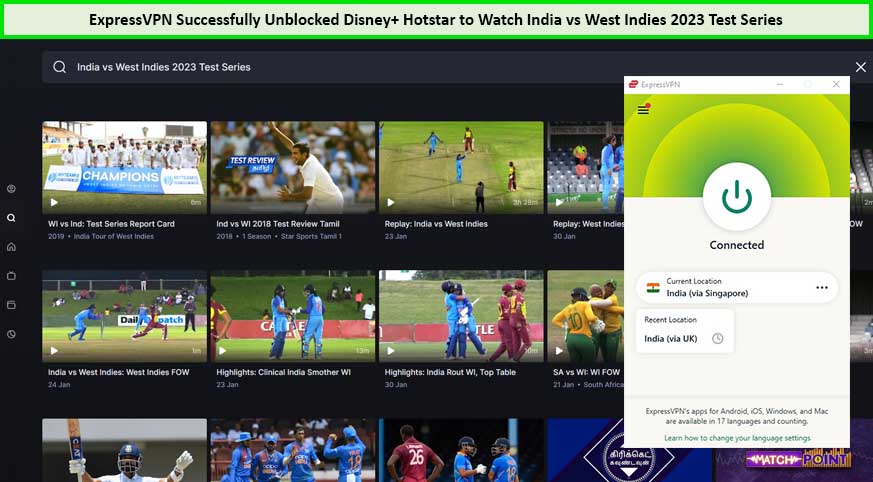 ExpressVPN-Successfully-Unblocked-Hotstar-to-Watch-India-vs-West-Indies-2023-Test-Series