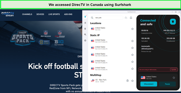 directv in canada is now accessible with surfshark